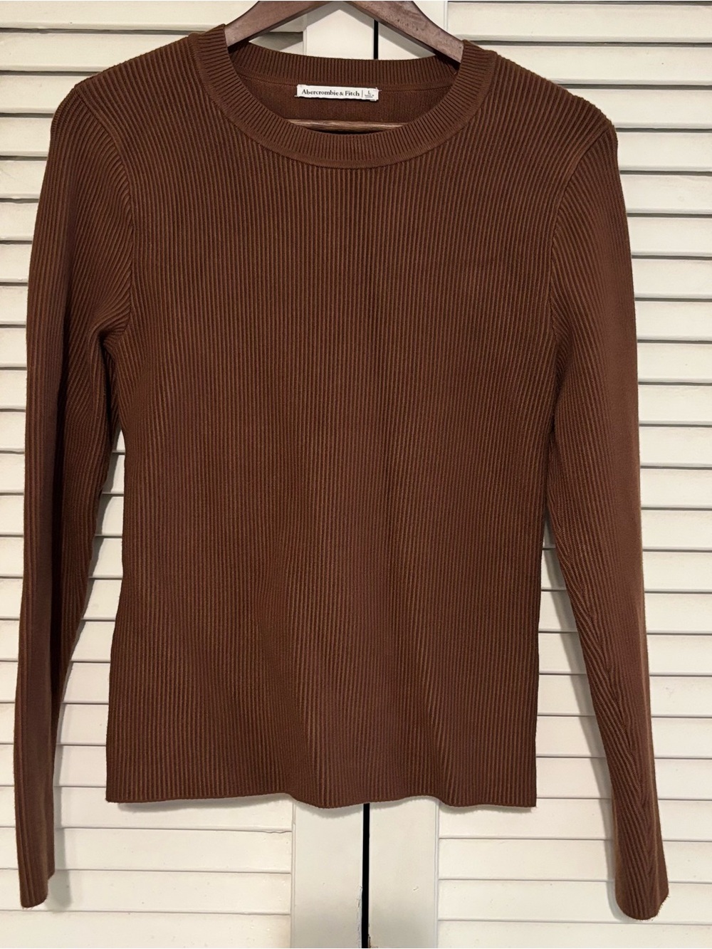 Abercrombie & Fitch Chocolate Brown Ribbed Crewneck